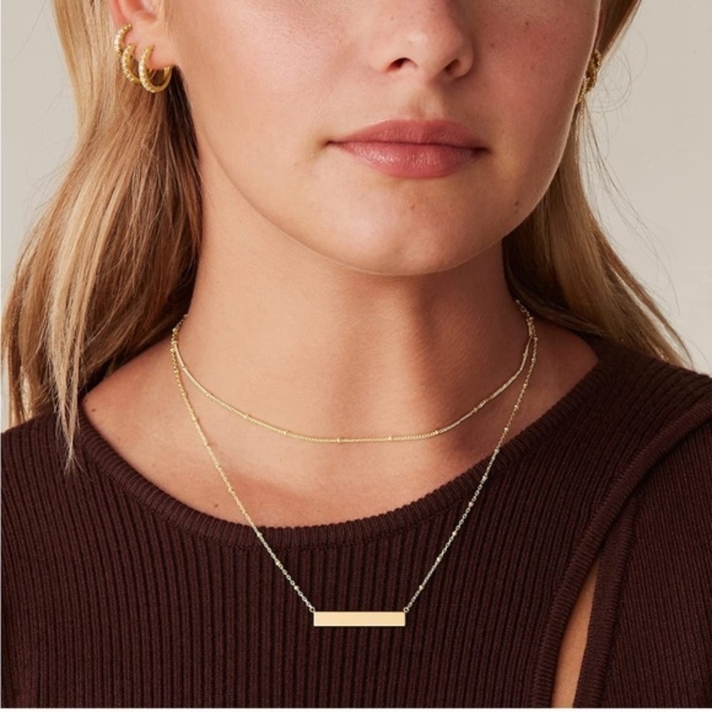 Gold 14k Gold Plated Bar Pendant Layered Necklace